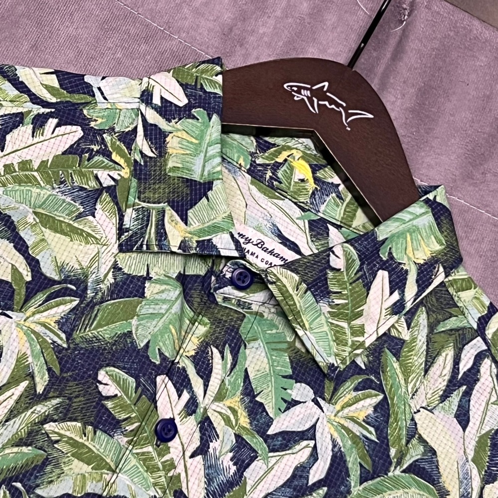 Tommy Bahama Shirt Mens Medium Green Palm Leaf The Bahama Coast Tropical